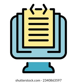 Online monitor icon outline vector. Study case. Business learn color flat