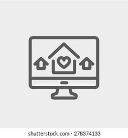 Online monitoring icon thin line for web and mobile, modern minimalistic flat design. Vector dark grey icon on light grey background.