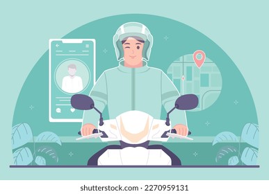 Ilustración del concepto de conductor de motocicleta en línea