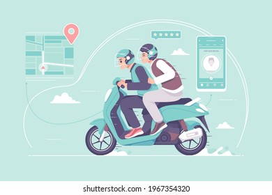 online motorcycle taxi drivers during pandemic illustration