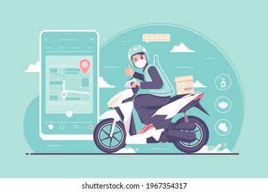 online motorcycle taxi drivers illustration