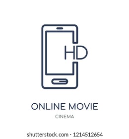 Online movie icon. Online movie linear symbol design from Cinema collection. Simple outline element vector illustration on white background.