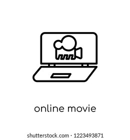 Online movie icon. Trendy modern flat linear vector Online movie icon on white background from thin line Cinema collection, editable outline stroke vector illustration
