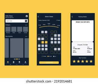 Online Movie Ticket Booking App Mobile UI Design. Responsive App Design For Mobile And Website Mobile Application.