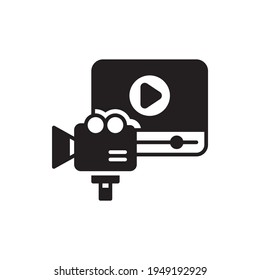 Online movie Vector Solid Illustration Style Icon. EPS 10 File