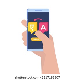 Online multi language translator app. Multilingual communication concept. Vector illustration.