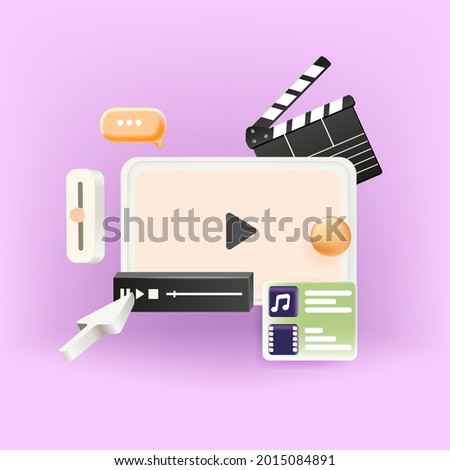 Online multimedia concepts for banner, presentation, poster and website advertising. 3d vector illustration