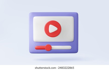 Online multimedia video entertainment new creative communication idea follow subscribe channel network social media streaming play cinema on website. Eps10 vector. 3d render illustration elements