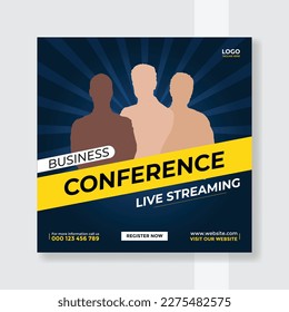 Online multiple guest speaker business live conference social media post template