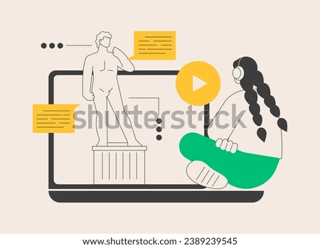 Online museum tours abstract concept vector illustration. Free virtual gallery tour, online exhibition, social distance, stay home, art therapy, leisure time, audio guide abstract metaphor.