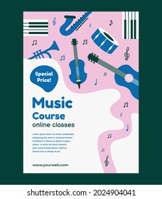 Online Music Course Poster Template Design