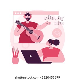 Online music lessons abstract concept vector illustration. Live video conferencing, music teacher, covid quarantine, online private practice, professional advice, stay at home abstract metaphor.