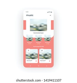 Online Music Player UI, UX, GUI screen for mobile apps design. Modern responsive user interface design of mobile applications including Online Music Player screen