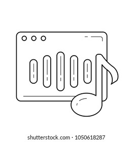 Icono de línea vectorial del reproductor de música en línea aislado en fondo blanco. Icono de línea del reproductor de música en línea para infografía, sitio web o aplicación. Icono diseñado en un sistema de cuadrícula.