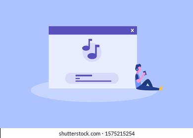 Online Music. Online Podcast illustration concept for web landing page template, banner, flyer and presentation