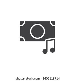 Online music store vector icon. filled flat sign for mobile concept and web design. Musical note and money bill glyph icon. Symbol, logo illustration. Vector graphics