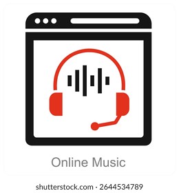 Online Musik, Vektorsymbol, Konzept