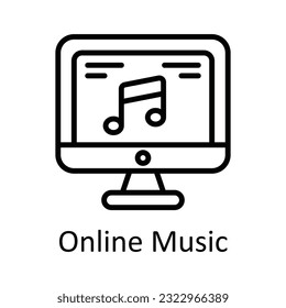 Online Music Vector   outline Icon Design illustration. Multimedia Symbol on White background EPS 10 File