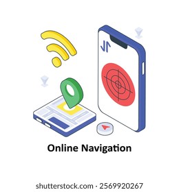 Online Navigation isometric Colored illustration. EPS File stock illustration