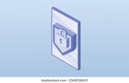 Online Network Security Concepts.on blue background.3D design.isometric vector design Illustration.