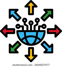 Online Networking Icon Lineal Color Vector Illustration