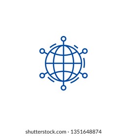 Online networking line icon concept. Online networking flat  vector symbol, sign, outline illustration.