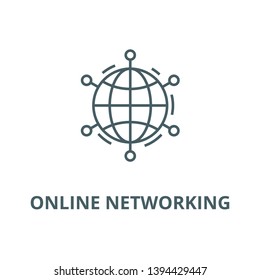 Online networking vector line icon, linear concept, outline sign, symbol
