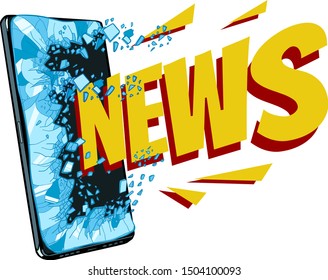 Online news concept. Pop art retro vector illustration drawing