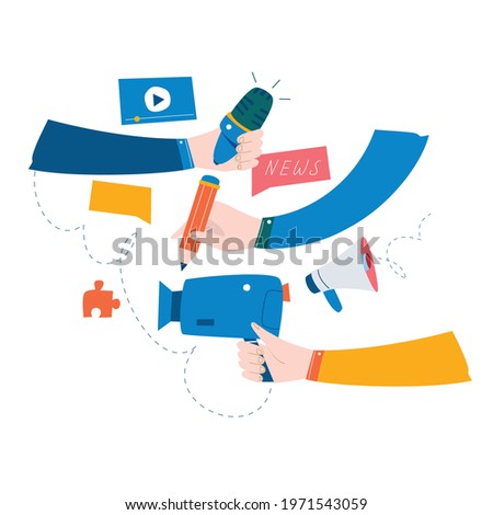Online news content, headlines, news update, news website, electronic newspaper flat vector illustration. News webpage, information about activities, events, company announcements and information