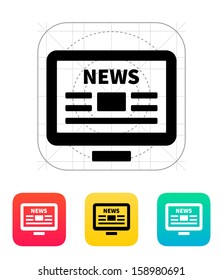 Online news. Desktop PC newspaper icon. Vector illustration.