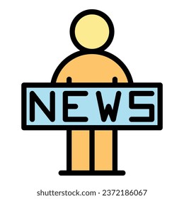 Online news icon outline vector. Media tv. Camera show color flat