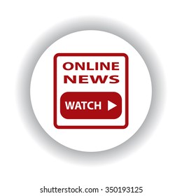 of online news icon, red isolated white background