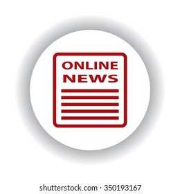 of online news icon, red isolated white background