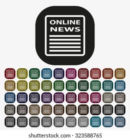 of online news. icon. vector design, set of colored buttons