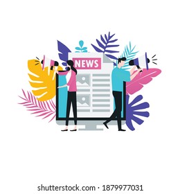 Online news, newspaper, news website flat vector illustration. News update, news article, internet newspaper, digital content, electronic media services for web banner and apps