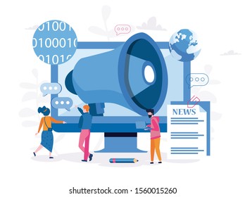 Online news, publishing corporation in the domain of online media and advertisement. News website, Vector illustration for web banner, infographics, mobile