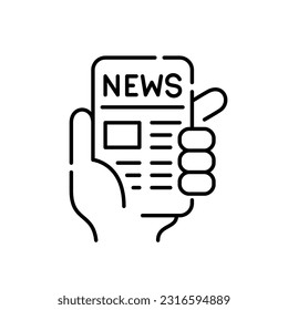 Online news source. Reading news in your mobile app. Pixel perfect, editable stroke