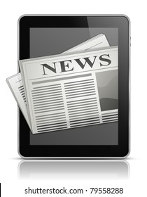 Online News. Tablet PC And Newspaper Icon. Vector Illustration