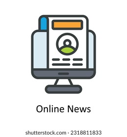 Online News  Vector Fill outline Icon Design illustration. Network and communication Symbol on White background EPS 10 File
