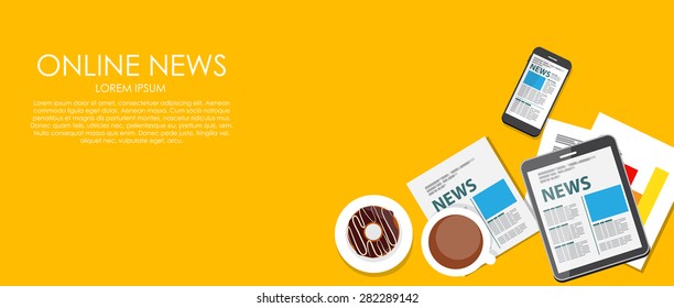 Online News Vector illustration. Flat computing background. EPS10