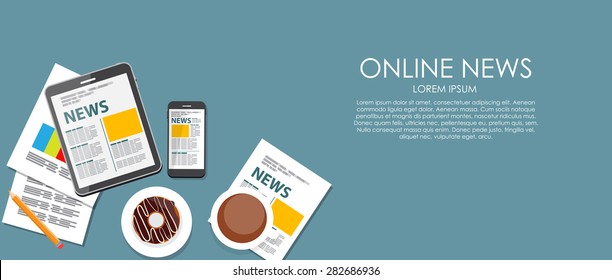 Online News Vector illustration. Flat computing background. EPS10