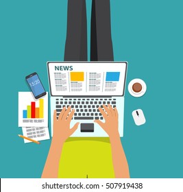 Online News Vector illustration. Flat computing background. EPS10