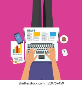 Online News Vector illustration. Flat computing background. EPS10