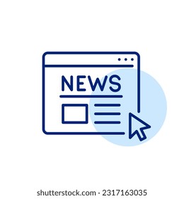 Online newspaper. Digital media access in internet browser. Pixel perfect, editable stroke simple icon