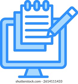 Online Notes Icon Blue Color Vector Illustration