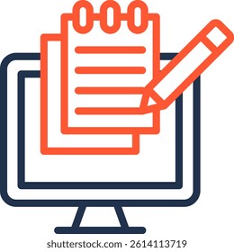 Online Notes Icon Color Line Vector Illustration