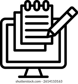 Online Notes Icon Outline Vector Illustration