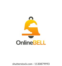 Online Notification logo template vector, Cloud Bell logo designs vector