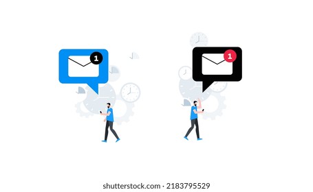 Online notification. New incoming message. Mobile announcement. Office planning. Animation ready duik friendly flat vector illustration.