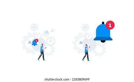Notificación en línea. Nuevo mensaje entrante. Anuncio móvil. Planificación de oficinas. Animación preparada para la ilustración de vector plana amigable duik.